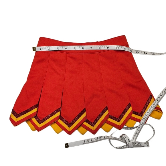 CDT Cheerleader & DanzteamCheerleader Skirt Orange and Yellow Pleated Girls - Picture 3 of 9
